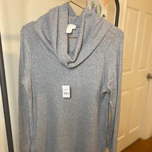Gray cowl neck knitwear